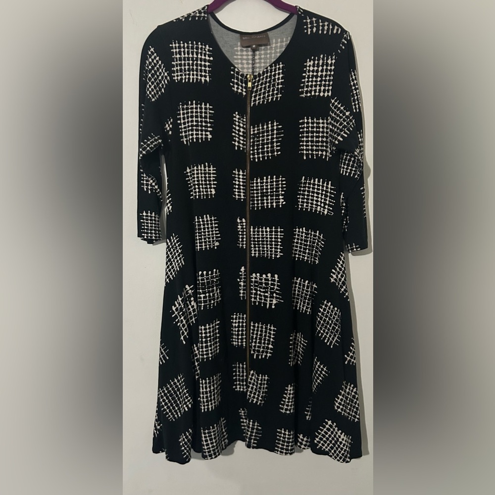 Bel Kazan Black and White Midi Dress